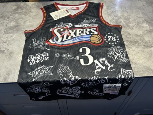 Men's Large Philadelphia 76ers Allen Iverson Mitchell & Ness Tattoo Swingman
