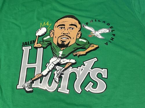 Large Philadelphia Eagles Jalen Hurts Kelly Green Throwback Football T- Shirt