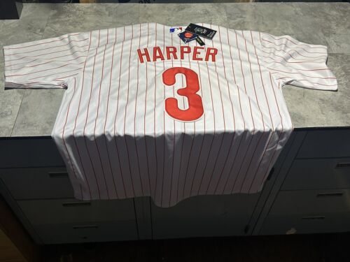 NWT Men’s Bryce Harper Phillies Home Pinstripe Jersey 2XL.