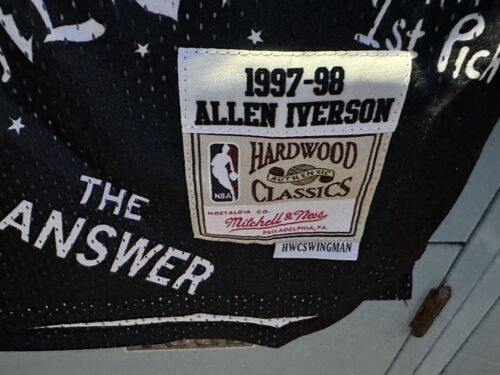 Men's Large Philadelphia 76ers Allen Iverson Mitchell & Ness Tattoo Swingman