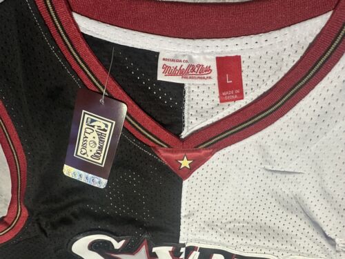 Men's Large Philadelphia Bk/ Wh 76ers Allen Iverson Mitchell & Ness Swingman