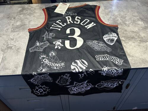 Men's Large Philadelphia 76ers Allen Iverson Mitchell & Ness Tattoo Swingman