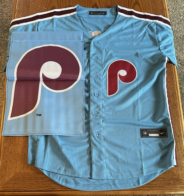 NWT Large Nike Philadelphia Phillies Powder Blue Kyle Schwarber Jersey Combo