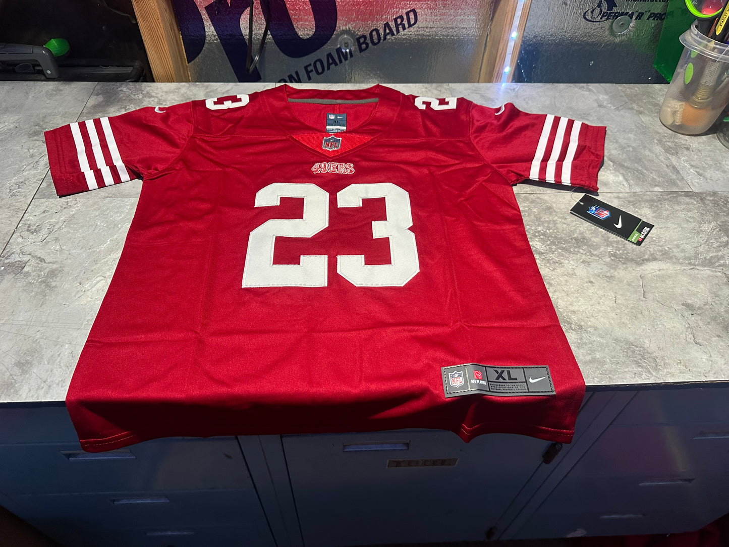 NWT Youth Christian McCaffrey # 23 San Francisco 49ers jersey XLarge