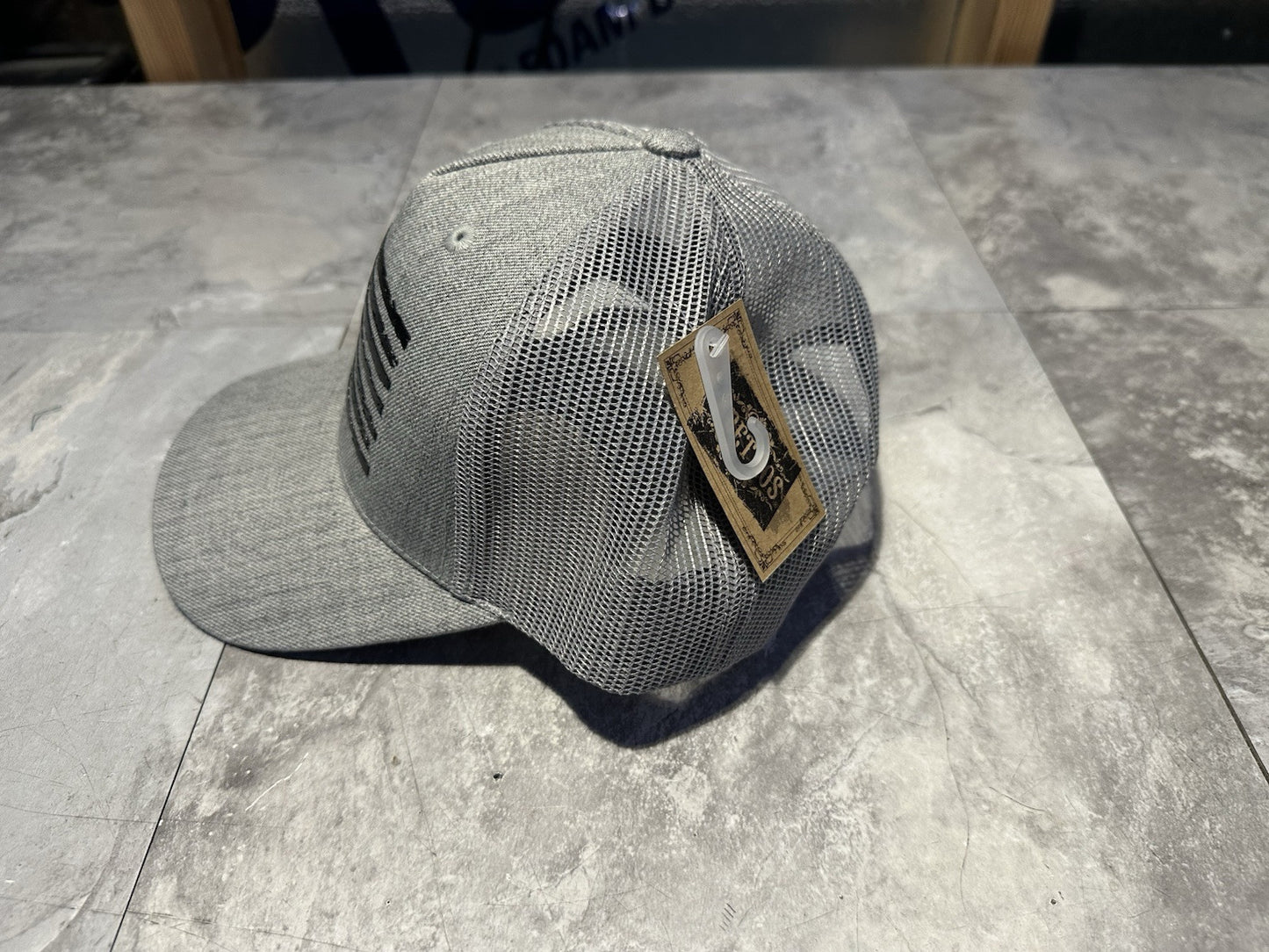NWT KBETHOS Gray American Flag SnapBack Hat. Cap, Gray.