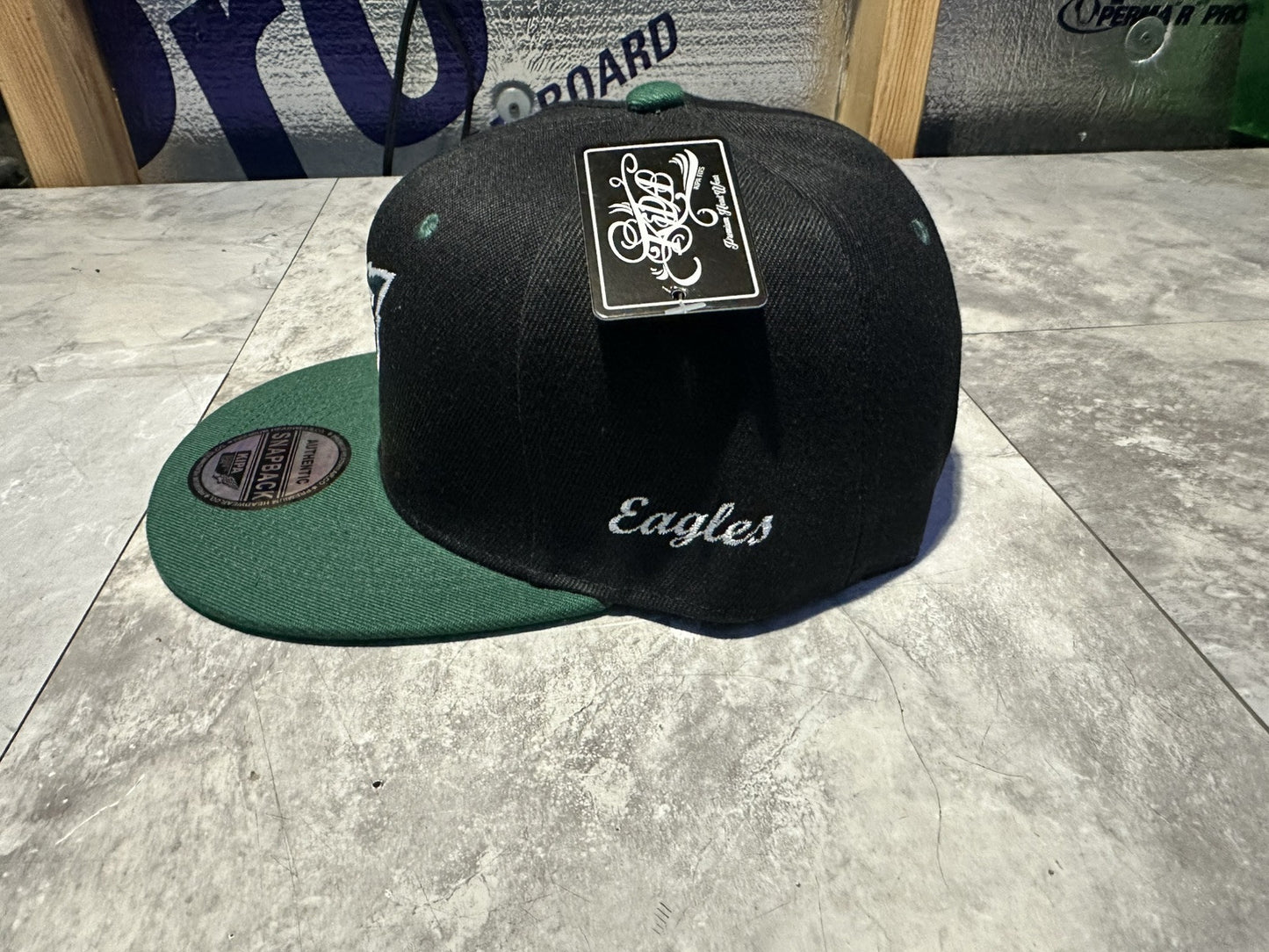 2024 Kipa Premium Black/ W Green Brim Philadelphia Eagles SnapBack Hat
