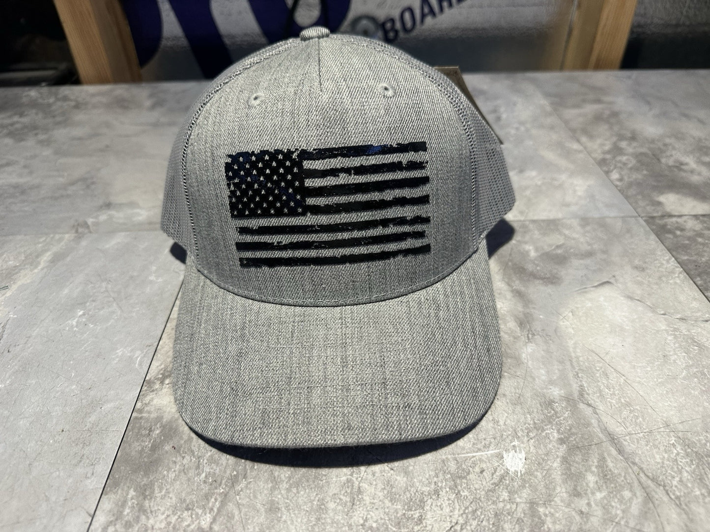 NWT KBETHOS Gray American Flag SnapBack Hat. Cap, Gray.