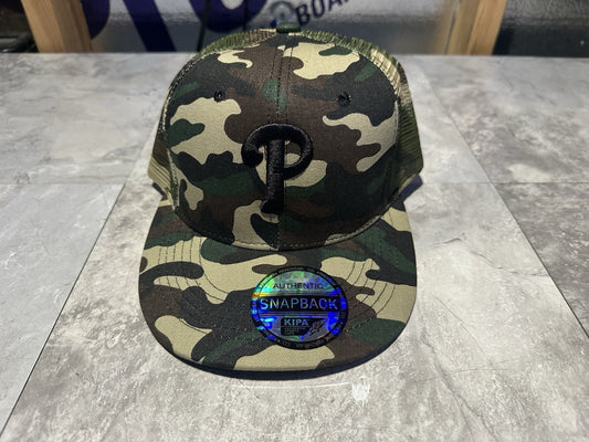 NWT Kipa Premium Philadelphia Phillies Camo/ Black P Mesh Hat Cap Lid