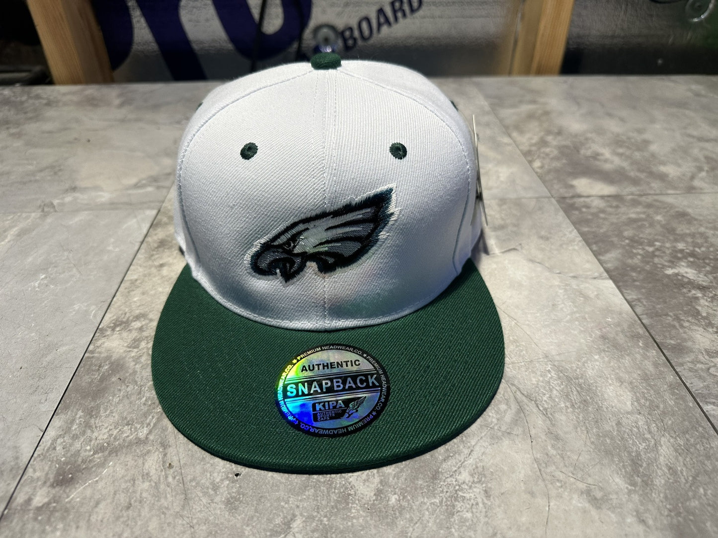2024 Kipa Premium White/ W Green Brim Philadelphia Eagles SnapBack Hat