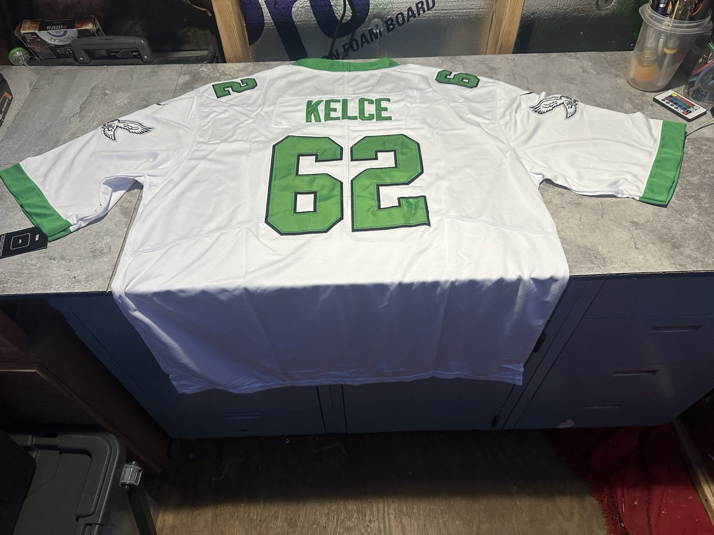 NWT Jason Kelce Philadelphia Eagles Throwback White/ Kelly Green Jerse