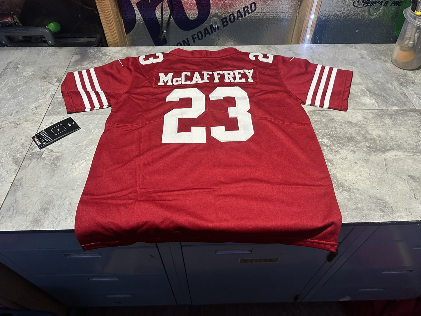 NWT Youth Nike Christian McCaffrey # 23 Large San Francisco 49ers Jersey