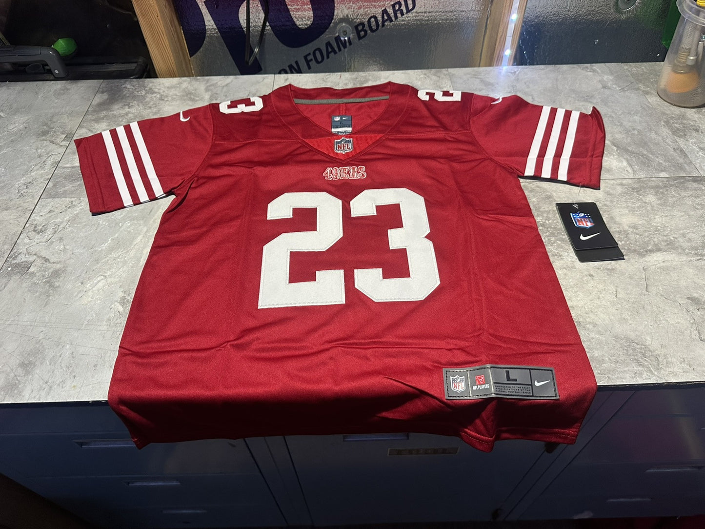 NWT Youth Nike Christian McCaffrey # 23 Large San Francisco 49ers Jersey