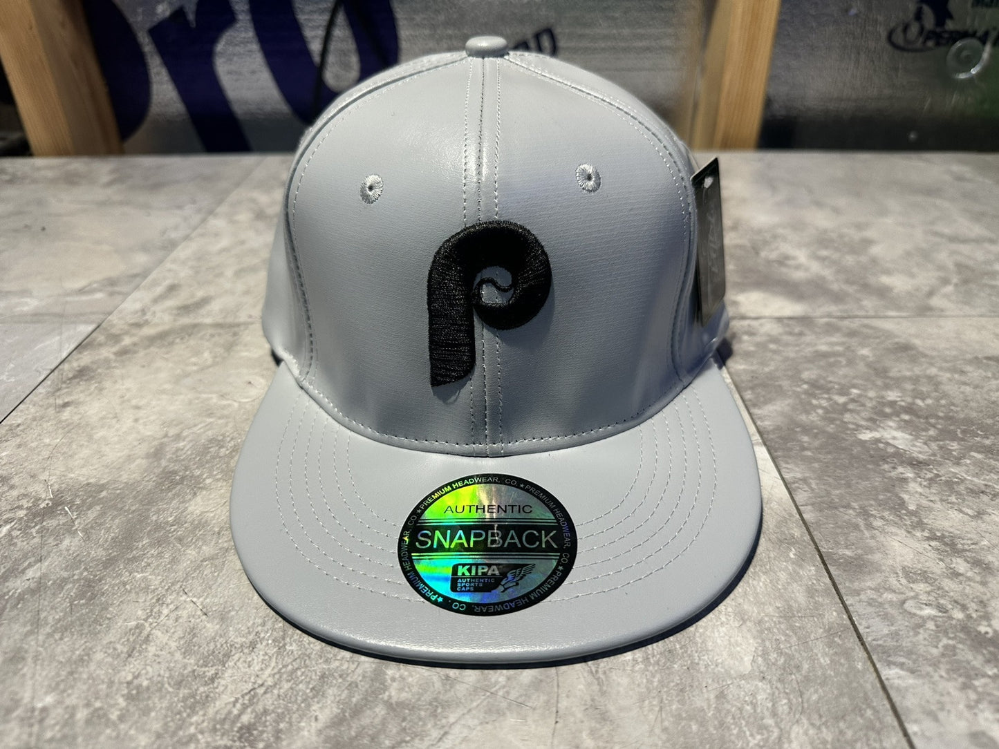 NWT Kipa Premium Philadelphia Phillies Throwback Leather Gray/ Black P