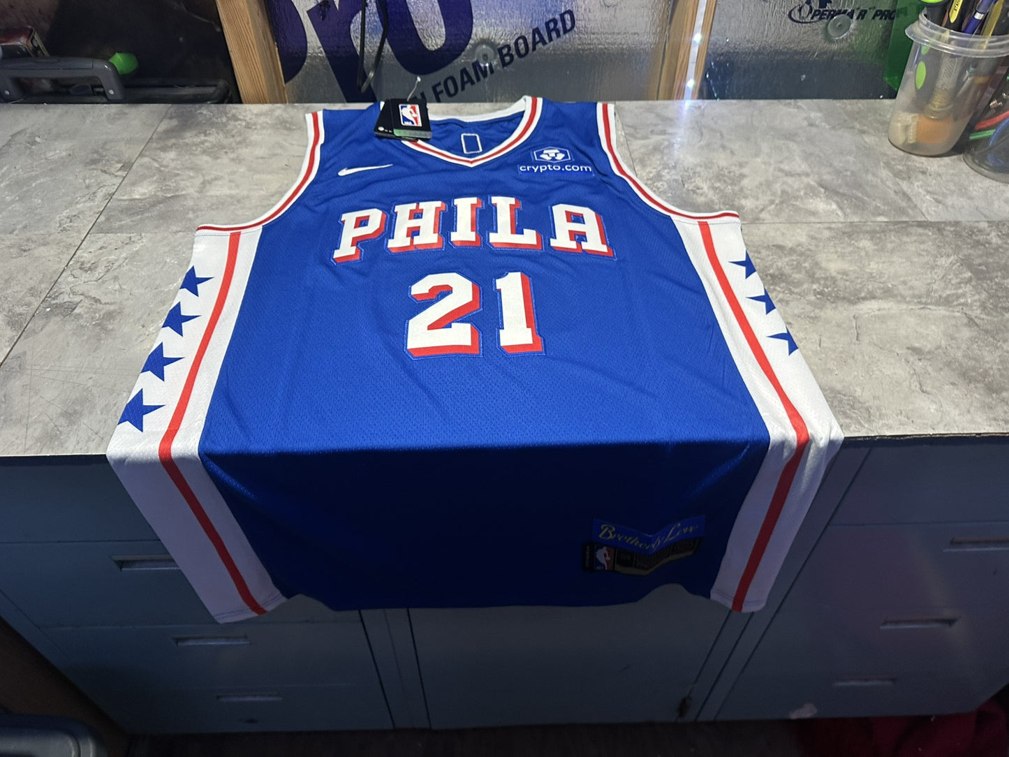 NWT Philadelphia 76ers Joel Embiid Swingman Jersey Statement Edition Blue