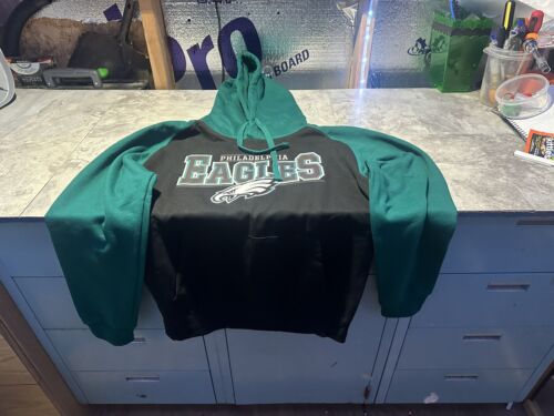 Philadelphia Eagles Hooded Sweatshirt, Eagles Hoodie, Football. Black/Green