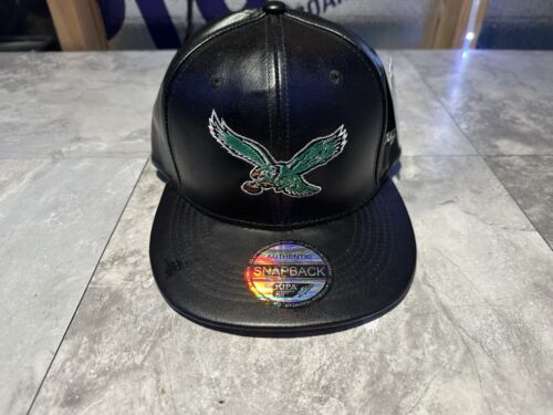 NWT Kipa Premium Philadelphia Eagles Throwback Black Leather SnapBack