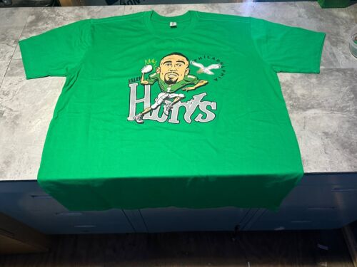 Large Philadelphia Eagles Jalen Hurts Kelly Green Throwback Football T- Shirt
