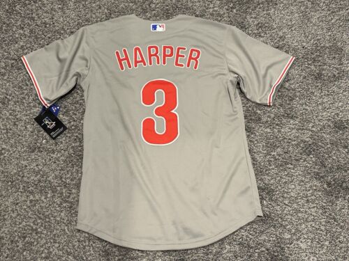 NWT Mens Small Bryce Harper #3 Stitched Gray Jersey.