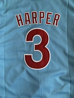 NWT Kids Youth Bryce Harper Phillies Powder Blue Jersey Size Small