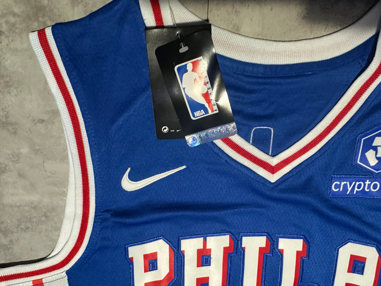 NWT Philadelphia 76ers Joel Embiid Swingman Jersey Statement Edition Blue Large
