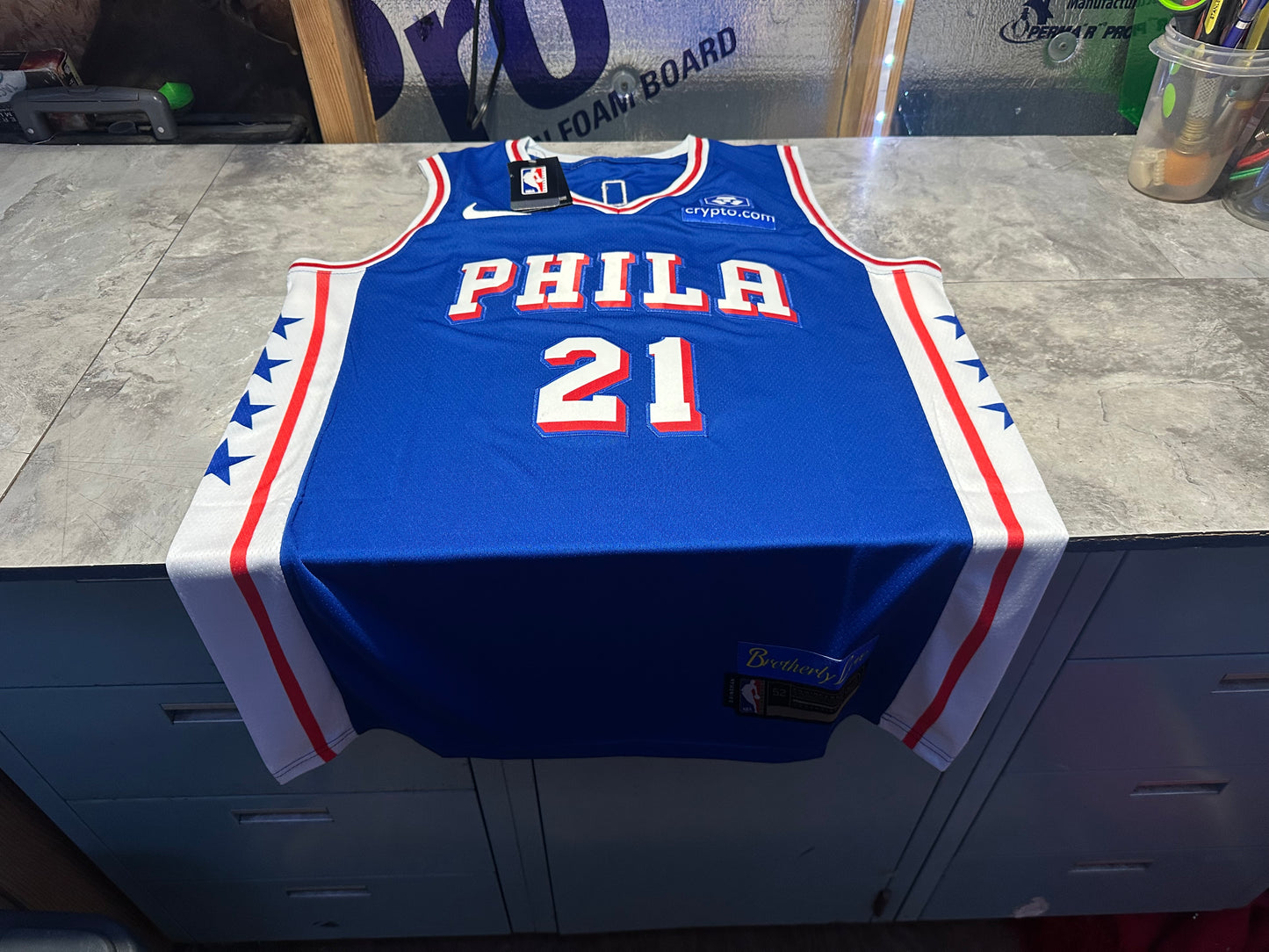 NWT Philadelphia 76ers Joel Embiid Swingman Jersey Statement Edition Blue XXL