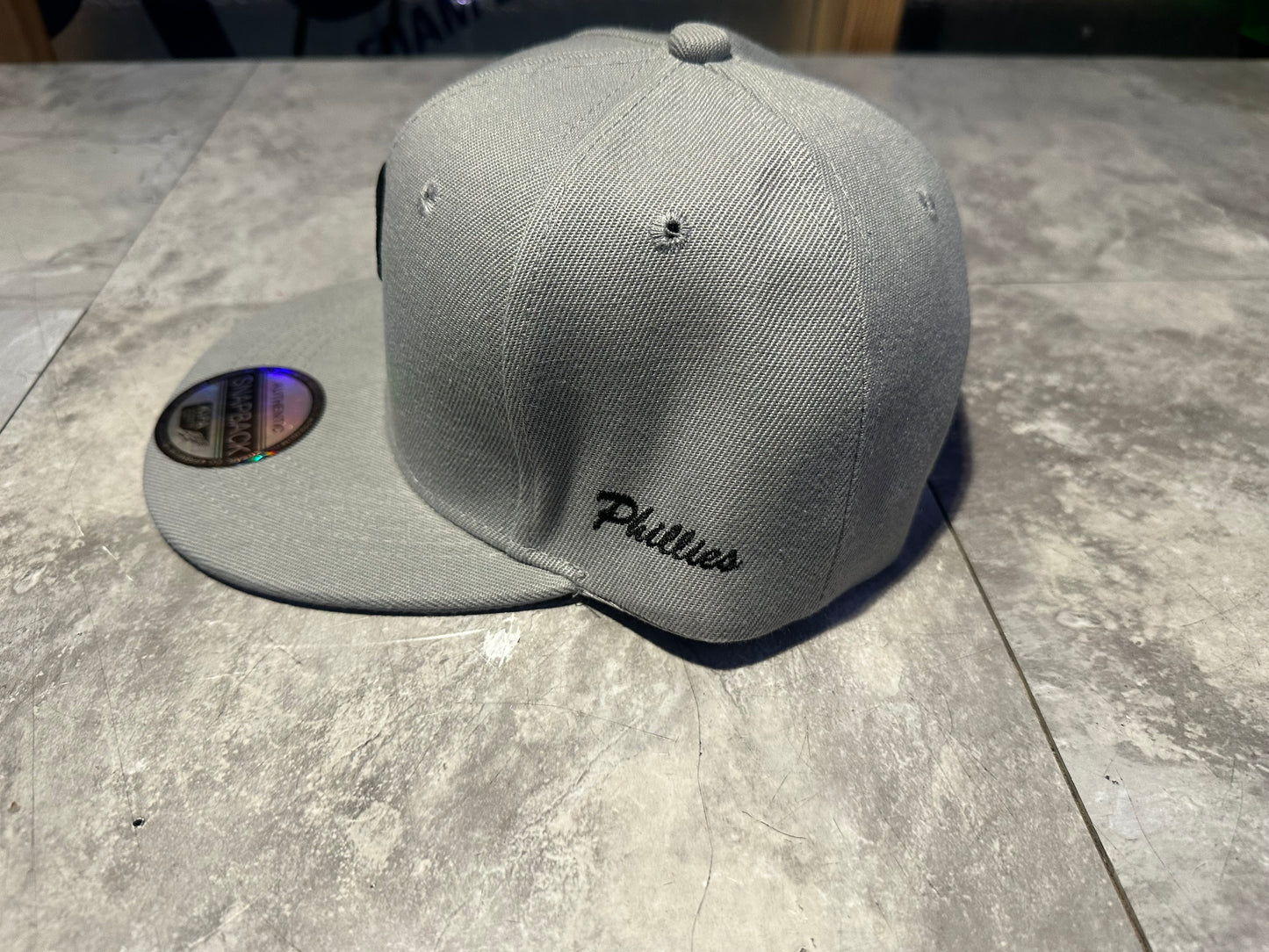 NWT Kipa Premium Philadelphia Phillies Gray/ Black Throwback P Hat Cap Lid
