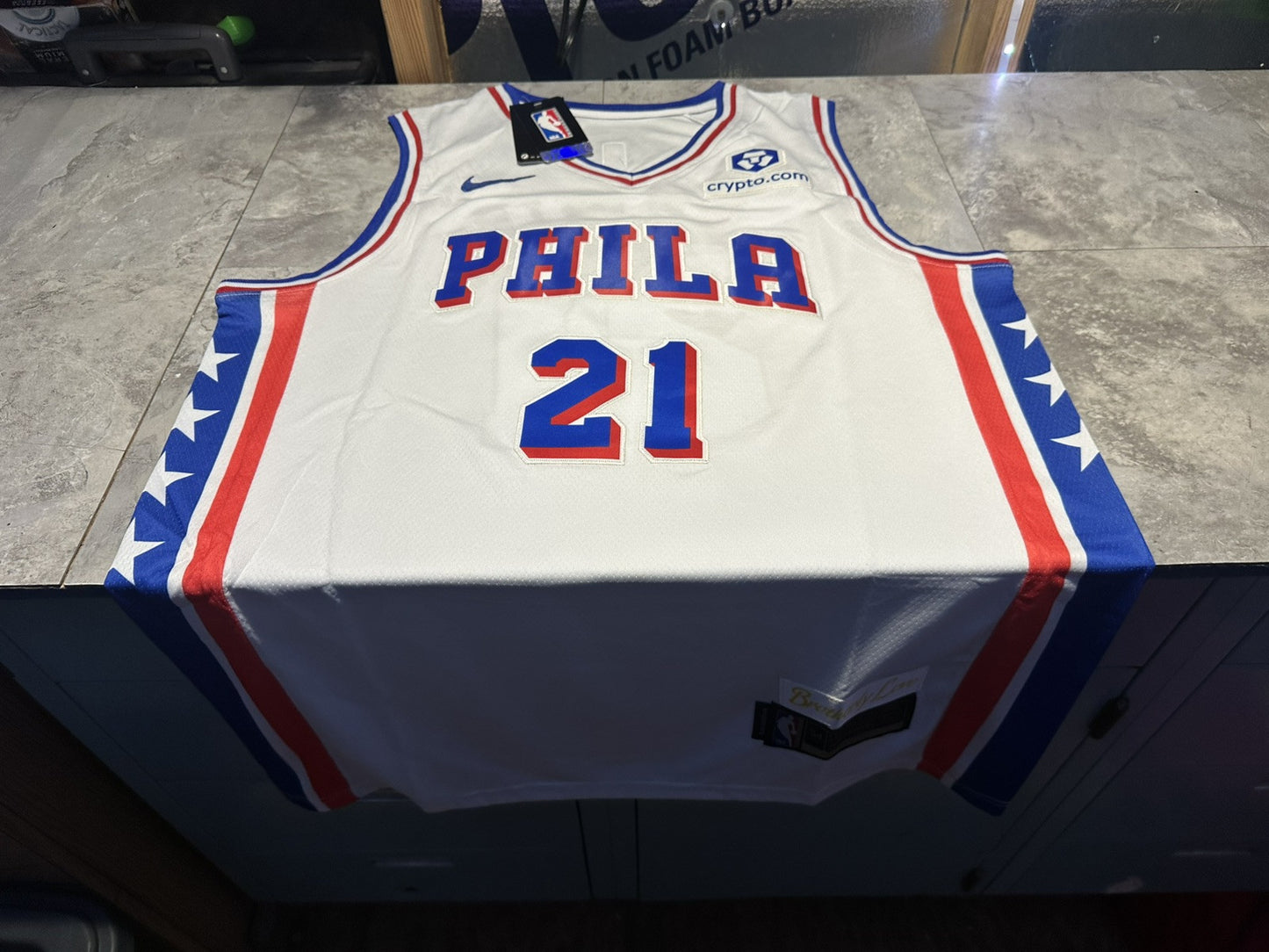 NWT Philadelphia 76ers Joel Embiid White Swingman Jersey Statement Edition