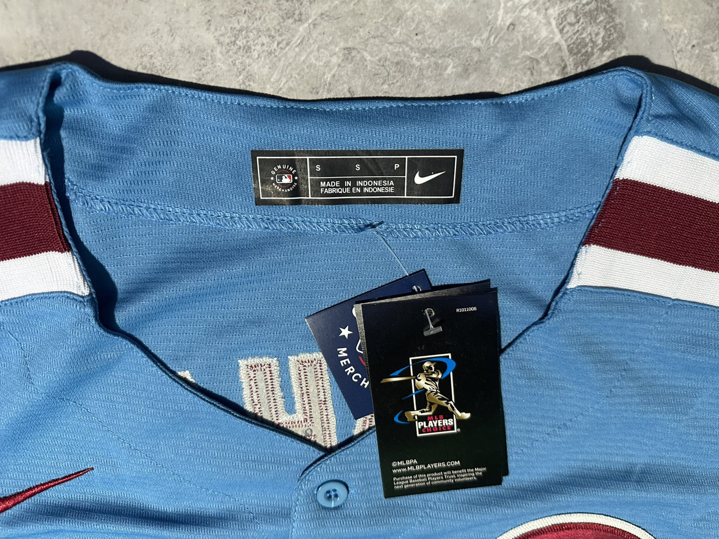 NWT Nike Philadelphia Phillies Powder Blue Alec Bohm Jersey Size Mediu