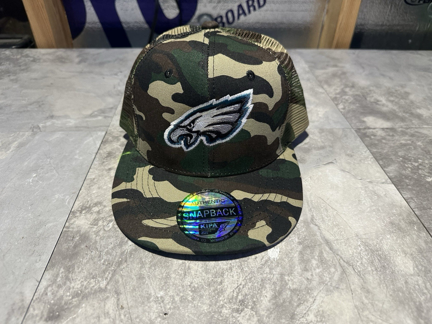 NWT Kipa Premium Philadelphia Eagles Camouflage SnapBack Mesh Hat. Cap