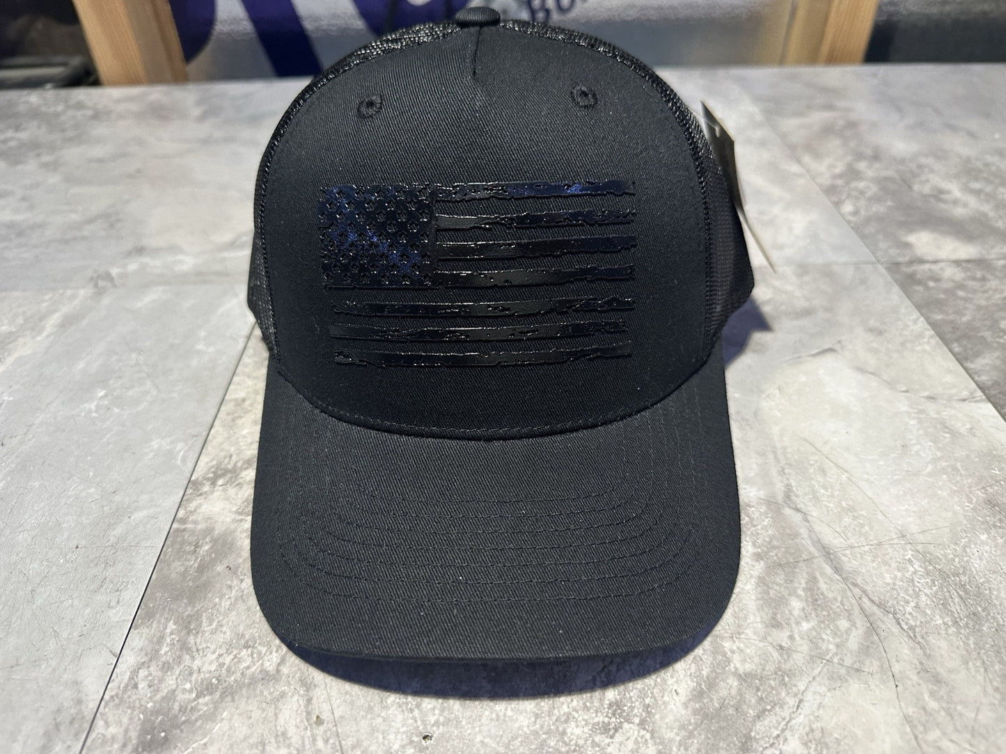 NWT KBETHOS Black American Flag SnapBack Hat. Cap, Black.