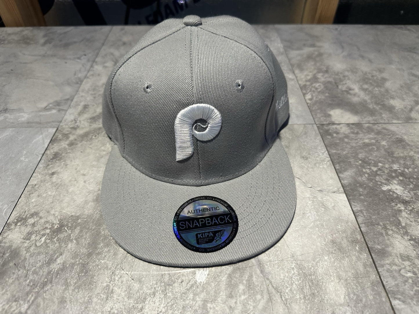 NWT Kipa Premium Philadelphia Phillies Gray/ White Throwback P Hat Cap