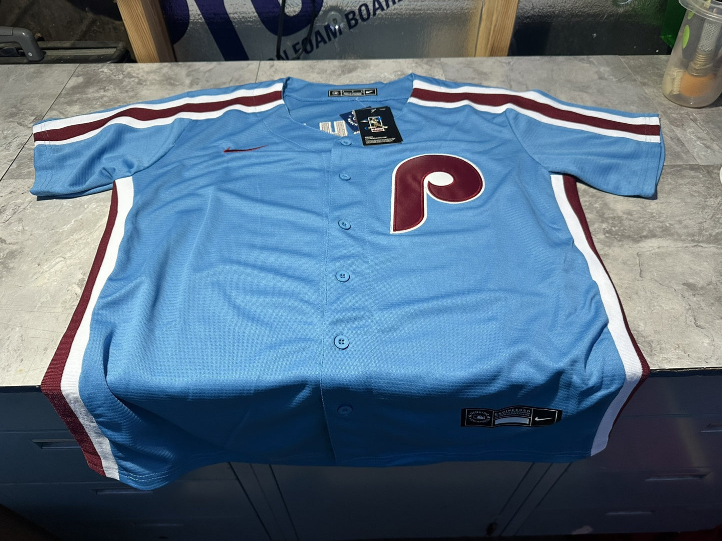 NWT Nike Philadelphia Phillies Powder Blue Alec Bohm Jersey Size Mediu