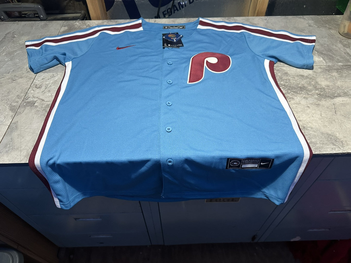 NWT Men’s Medium Powder Blue Philadelphia Phillies Brandon Marsh # 16 Jersey