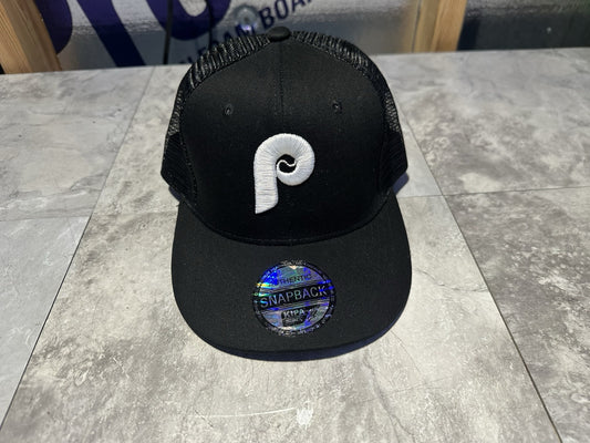NWT Kipa Premium Philadelphia Phillies Black/ White P Mesh Hat Cap Lid