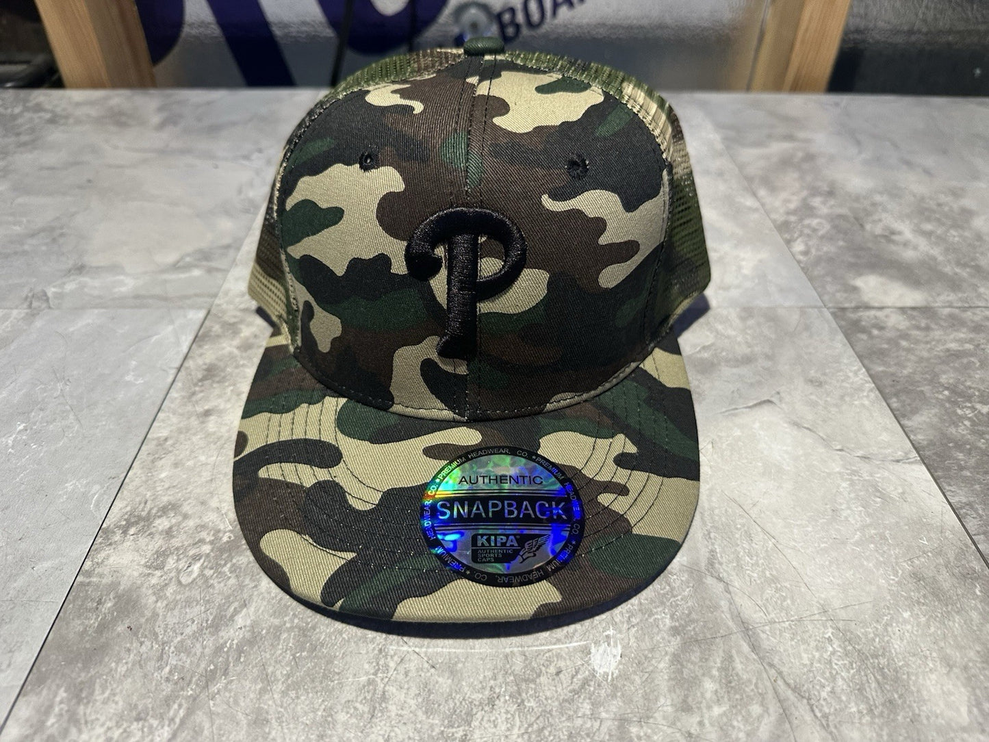 NWT Kipa Premium Philadelphia Phillies Camo/ Black P Mesh Hat Cap Lid