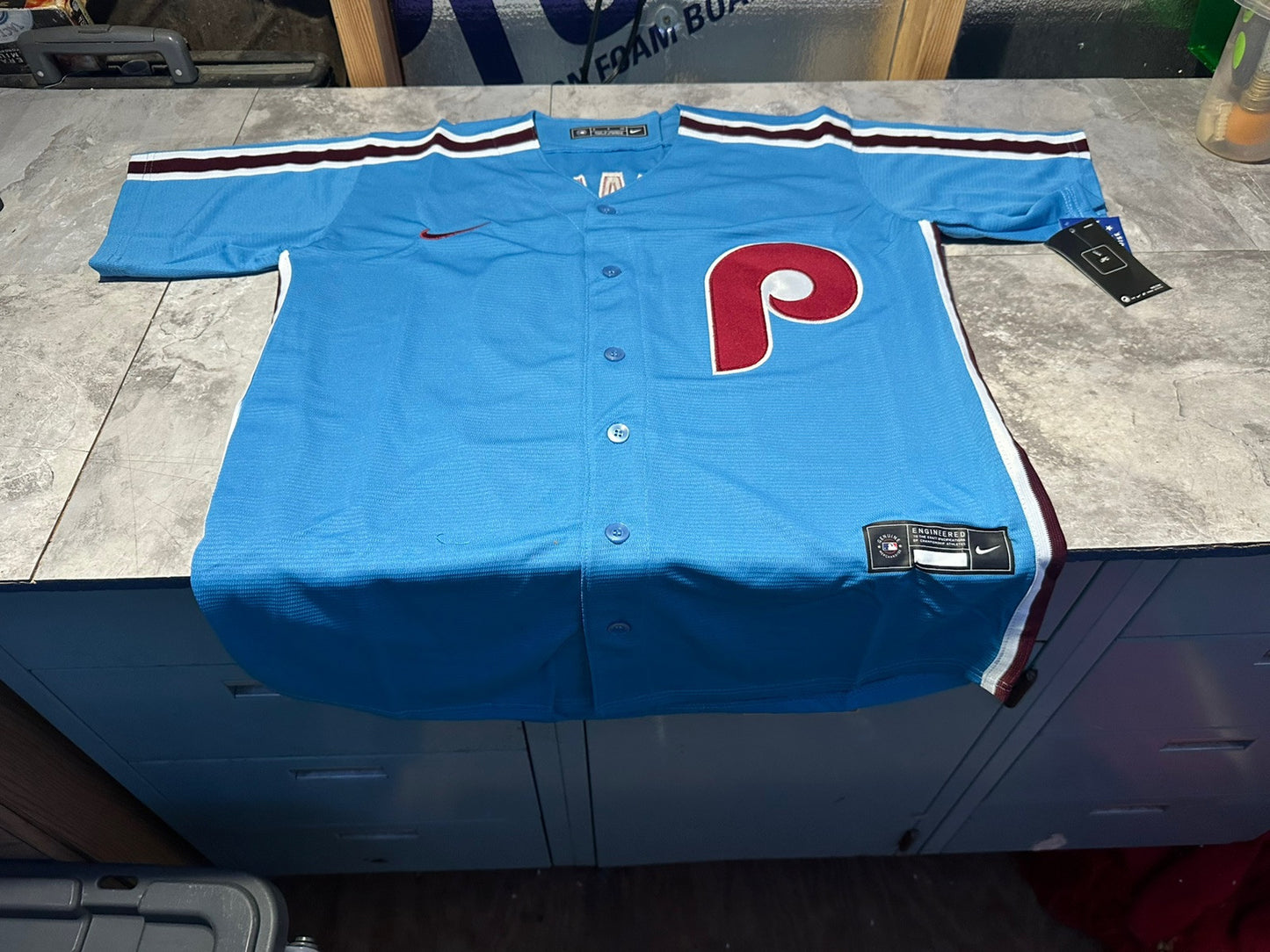 NWT Nike Philadelphia Phillies Powder Blue Kyle Schwarber Jersey Size Small