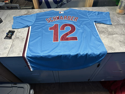 NWT Nike Philadelphia Phillies Powder Blue Kyle Schwarber Jersey Size XL