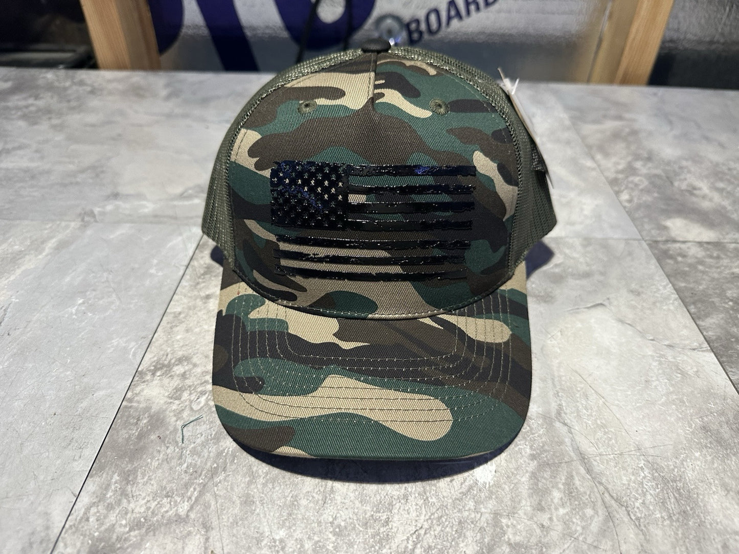 NWT KBETHOS Camouflage American Flag SnapBack Hat. Cap, Camo.