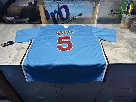 NWT Philadelphia Phillies Powder Blue Bryson Stott Jersey Size M