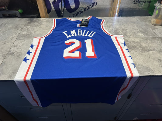 NWT Philadelphia XL Blue 76ers Joel Embiid Swingman Jersey Statement Edition