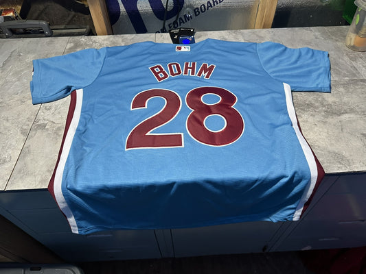 NWT Nike Philadelphia Phillies Powder Blue Alec Bohm Jersey Size Large
