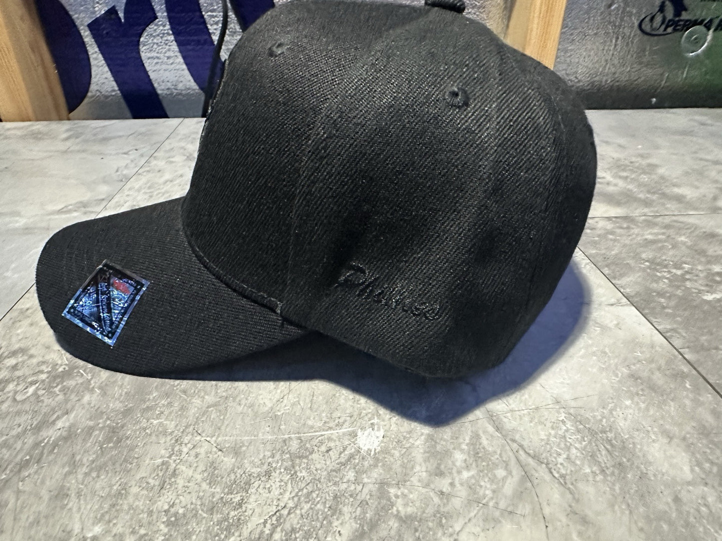 NWT Kipa Premium Philadelphia Phillies Black/Black P Hat Cap Lid Curve