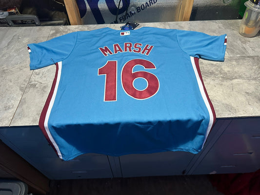 NWT Men’s Medium Powder Blue Philadelphia Phillies Brandon Marsh # 16 Jersey