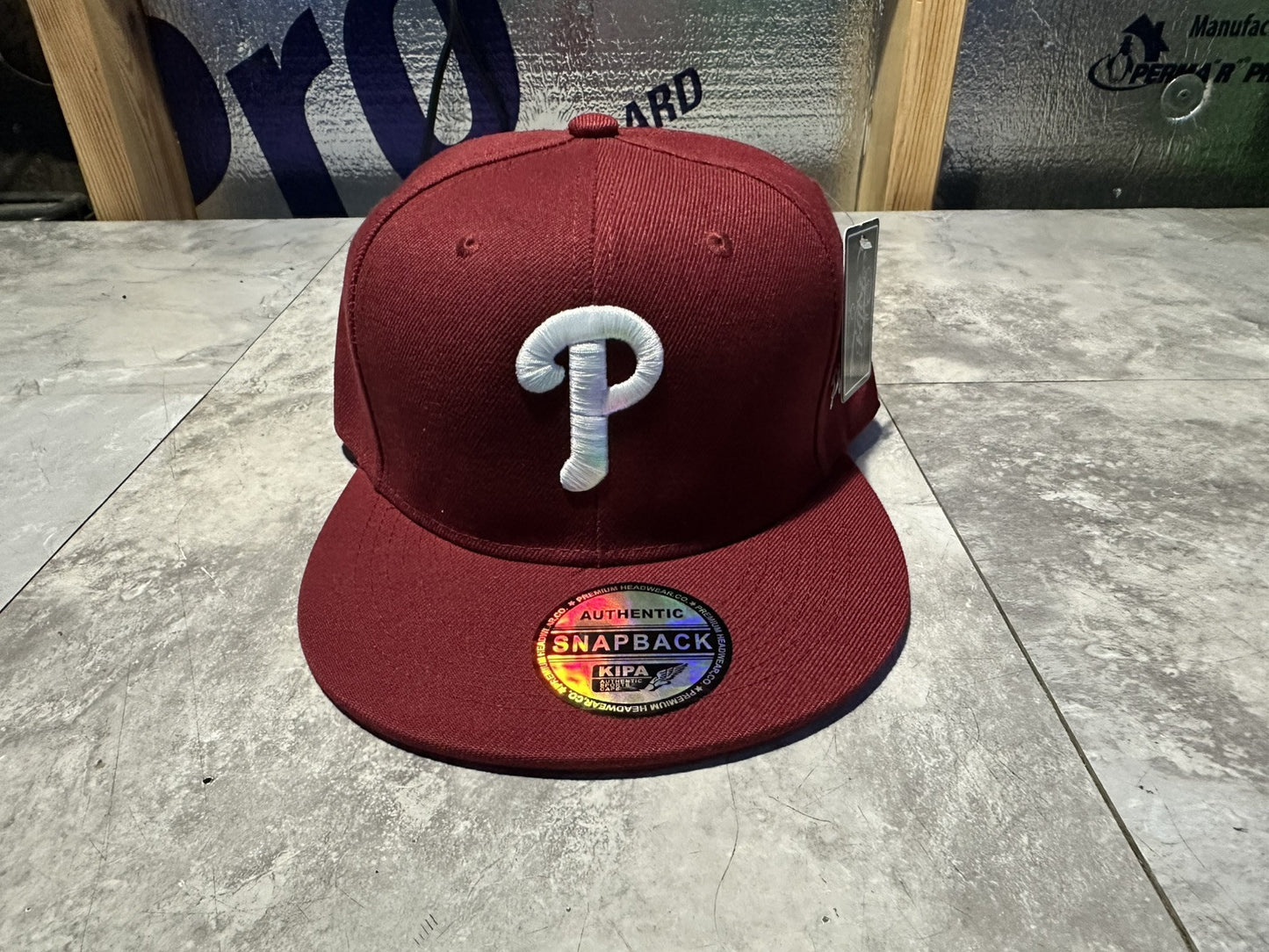 NWT Kipa Premium Philadelphia Phillies Burgundy/ White P Hat Cap Lid