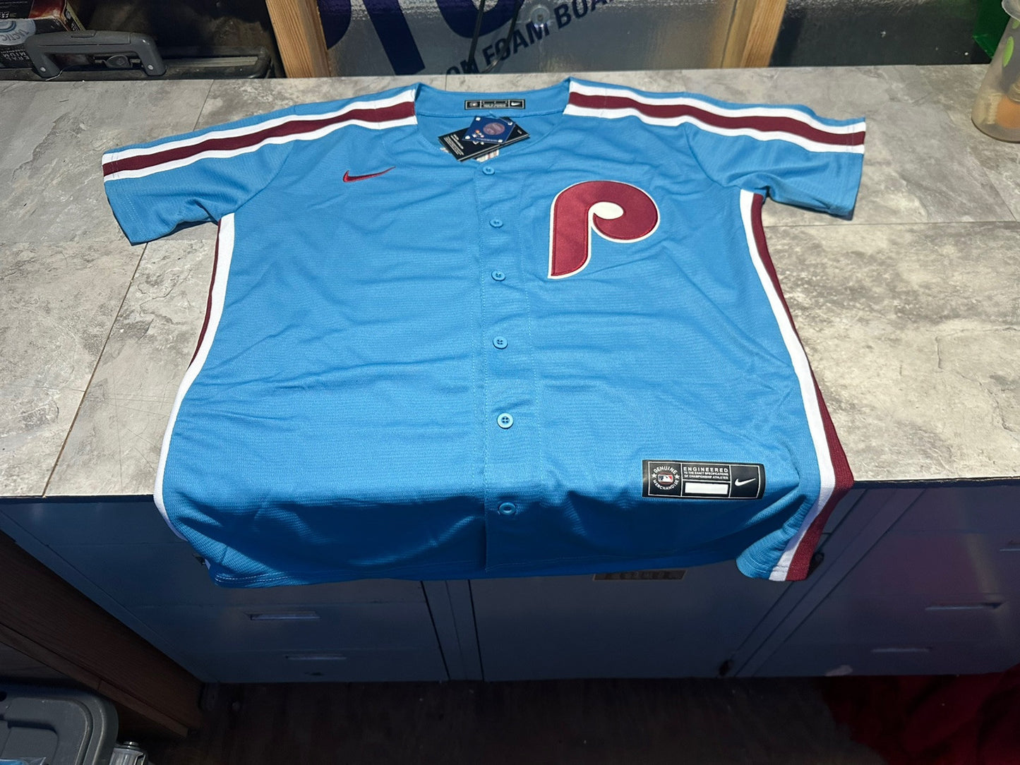 NWT Men’s Small Powder Blue Philadelphia Phillies Brandon Marsh # 16 Jersey