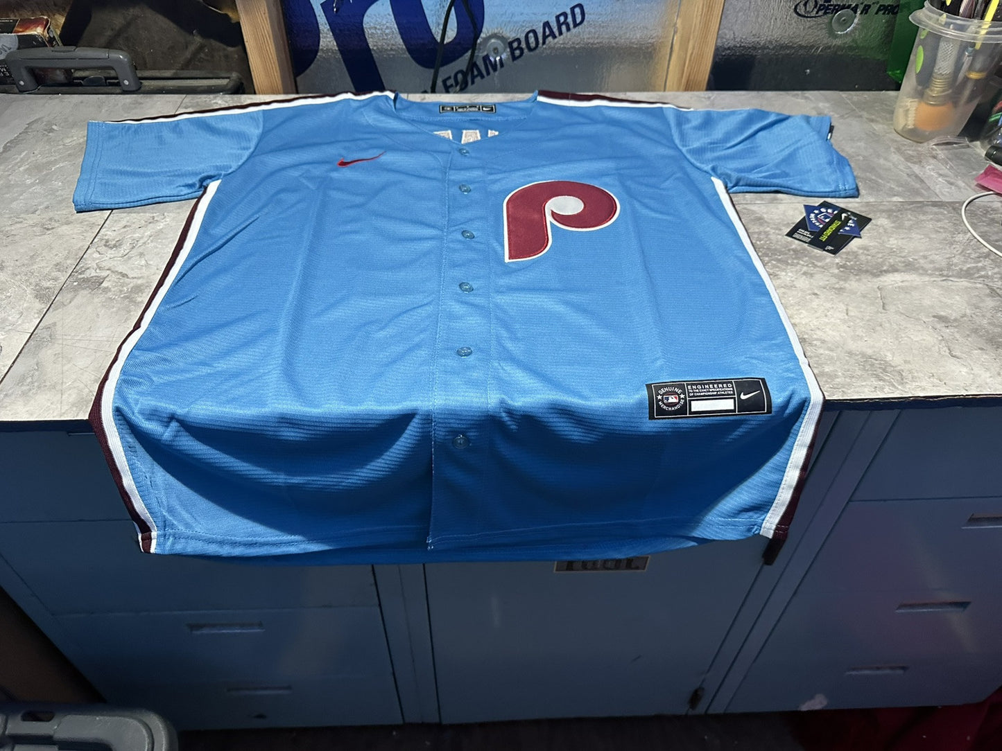 NWT Nike Philadelphia Phillies Powder Blue Kyle Schwarber Jersey Size XL