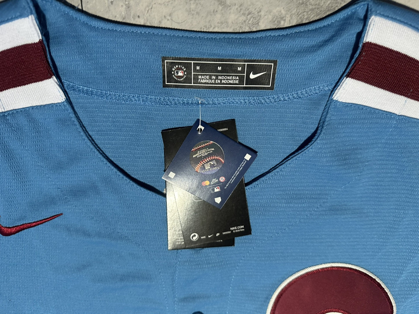 NWT Men’s Medium Powder Blue Philadelphia Phillies Brandon Marsh # 16 Jersey