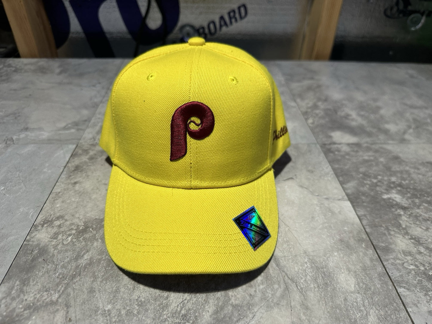 NWT Kipa Premium Old Philadelphia Phillies Yellow/Red P Hat Cap Lid Cu